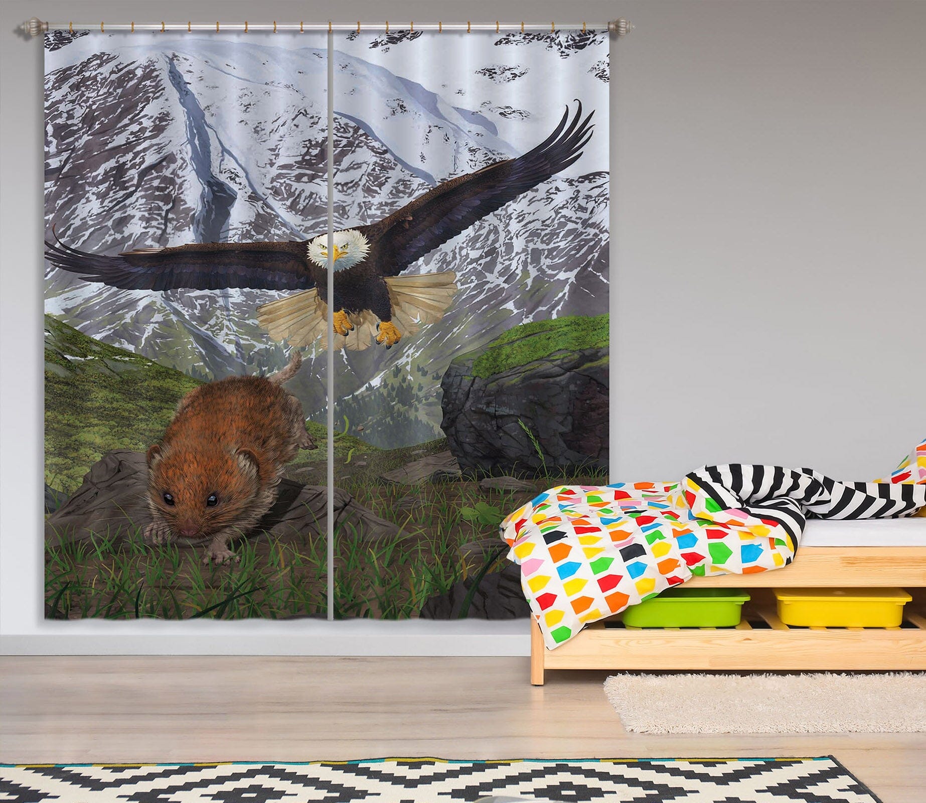 3D Eagle Flying 006 Vincent Hie Curtain Curtains Drapes Curtains AJ Creativity Home 