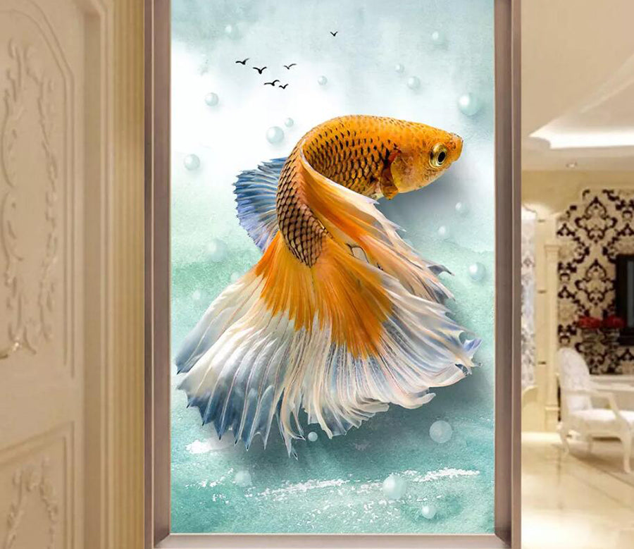 3D Orange Goldfish WC830 Wall Murals