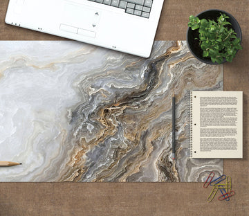 3D Brown Gray Marble 18032 Desk Mat