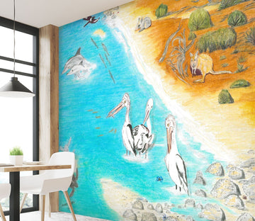 3D Beach Crane 1411 Michael Sewell Wall Mural Wall Murals Wallpaper AJ Wallpaper 2 