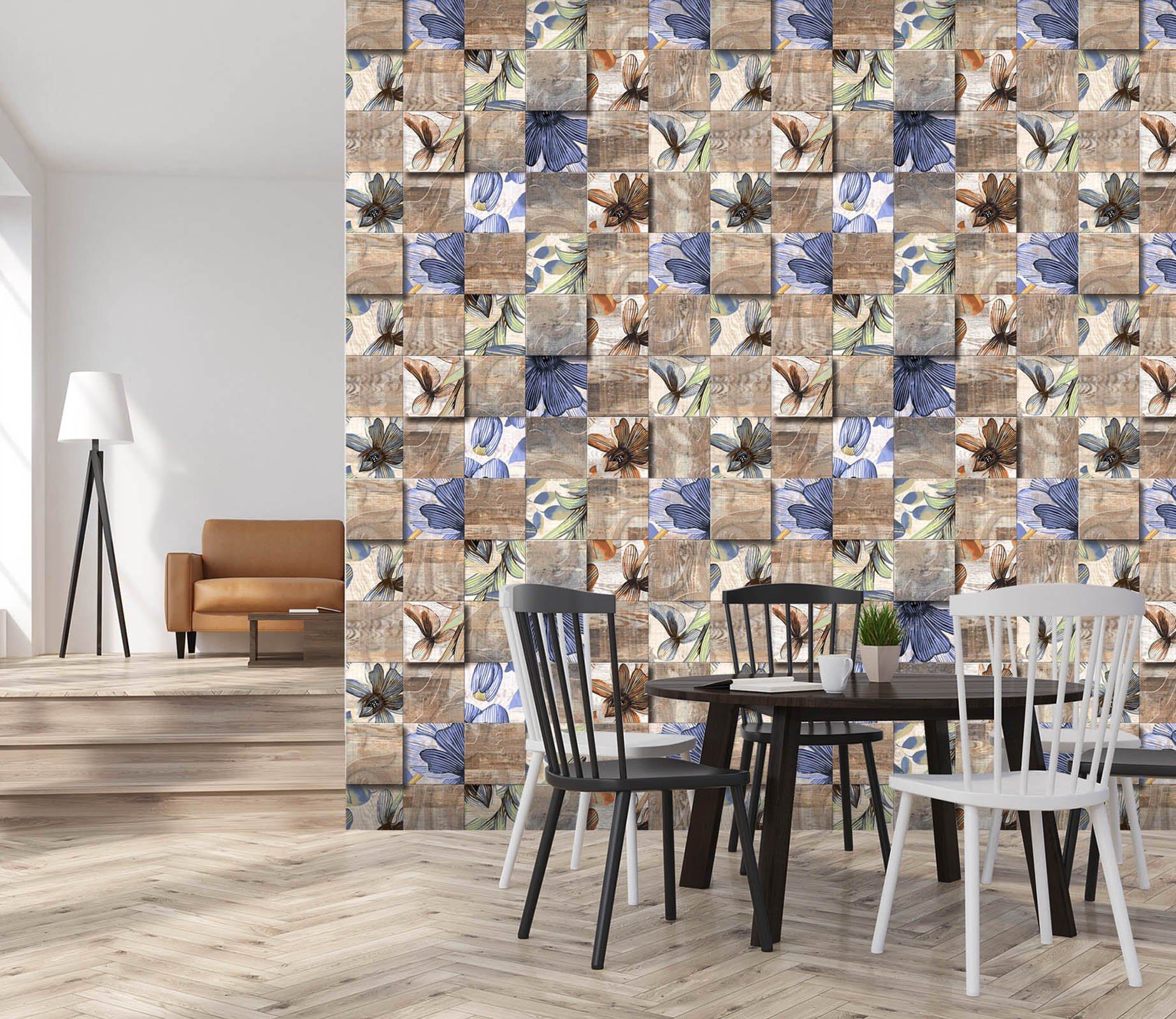 3D Elegant Flower 053 Marble Tile Texture Wallpaper AJ Wallpaper 2 