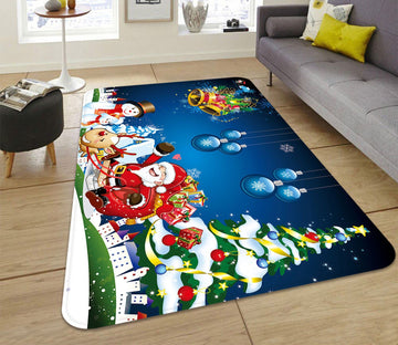 3D Snowman Bell 035 Non Slip Rug Mat Mat AJ Creativity Home 