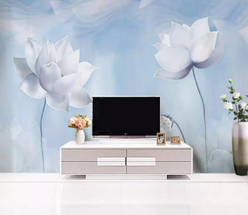 3D White Flowers 1076 Wall Murals Wallpaper AJ Wallpaper 2 