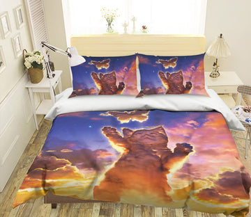3D Cloud Kitten Sunset 032 Bed Pillowcases Quilt Exclusive Designer Vincent Quiet Covers AJ Creativity Home 