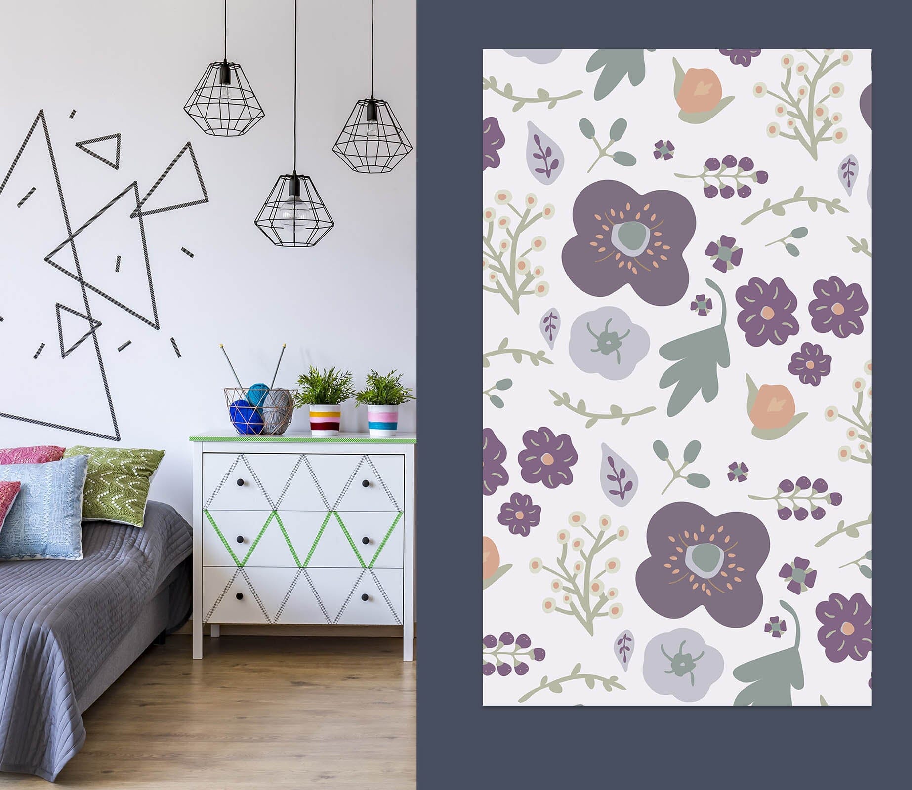 3D Colored Flowers 008 Jillian Helvey Wall Sticker Wallpaper AJ Wallpaper 2 