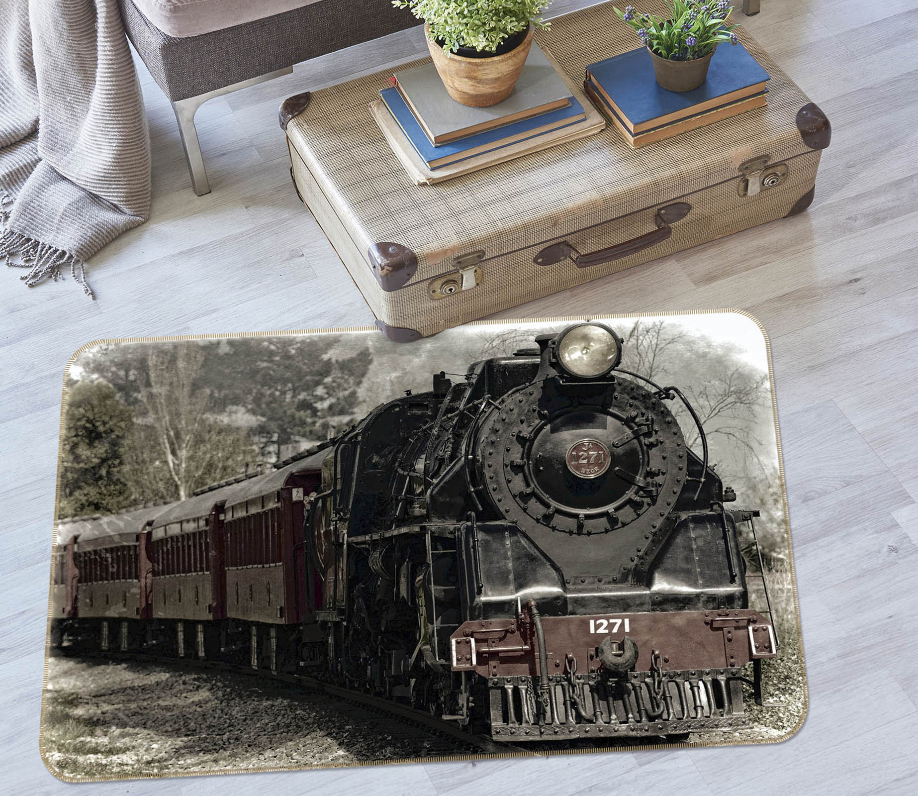3D Steam Train 42029 Vehicle Non Slip Rug Mat