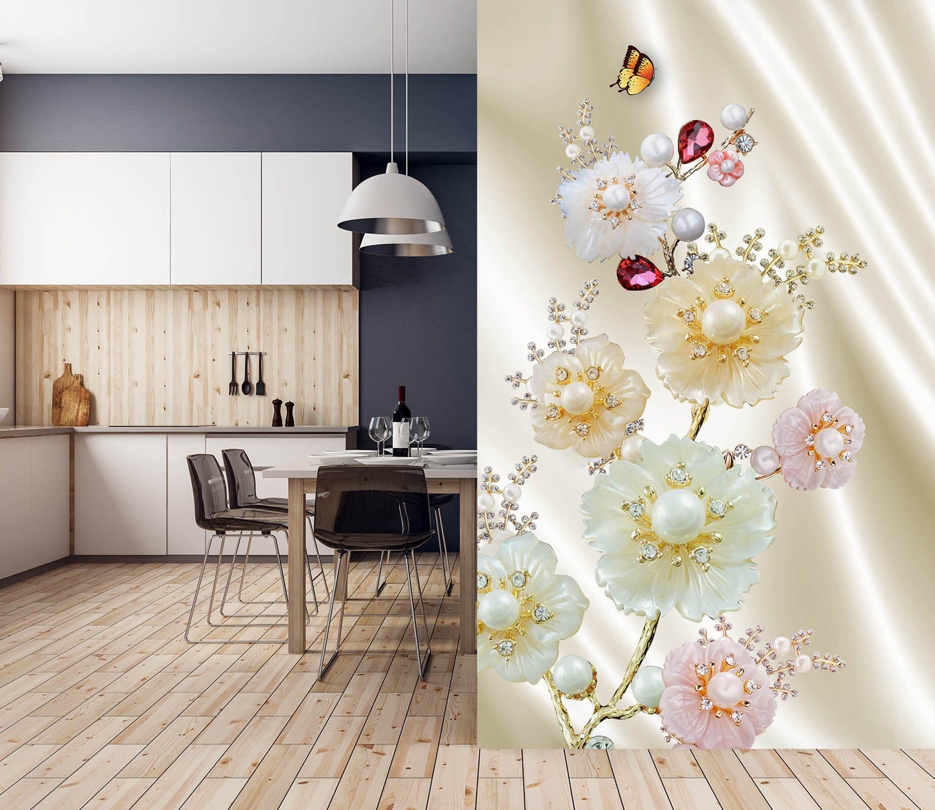 3D Pearl Chrysanthemum 1848 Wall Murals Wallpaper AJ Wallpaper 2 