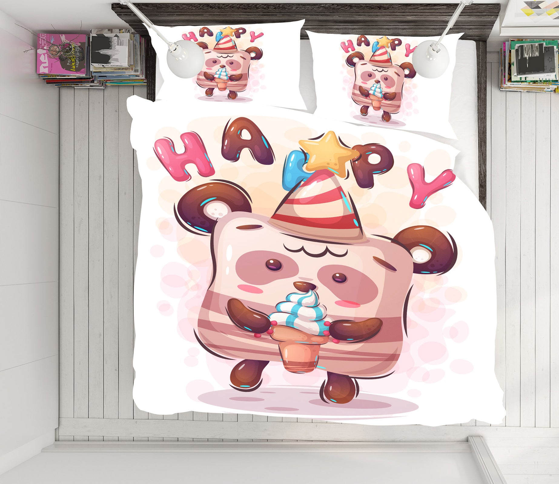 3D Happy Panda 61019 Bed Pillowcases Quilt