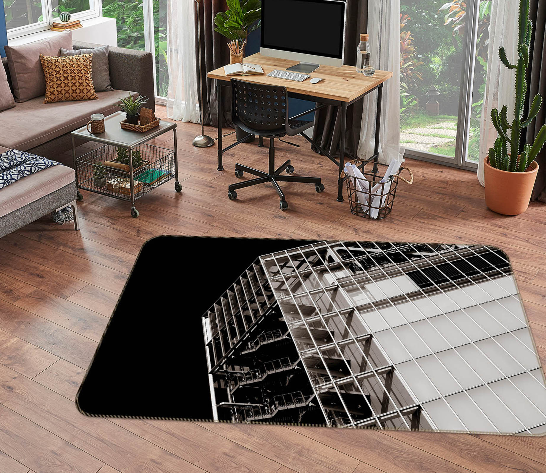3D Building 84182 Noirblanc777 Rug Non Slip Rug Mat