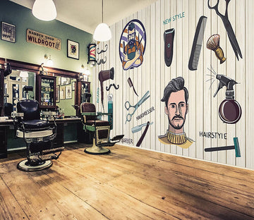3D Man Cut Hair 1449 Barber Shop Wall Murals Wallpaper AJ Wallpaper 2 