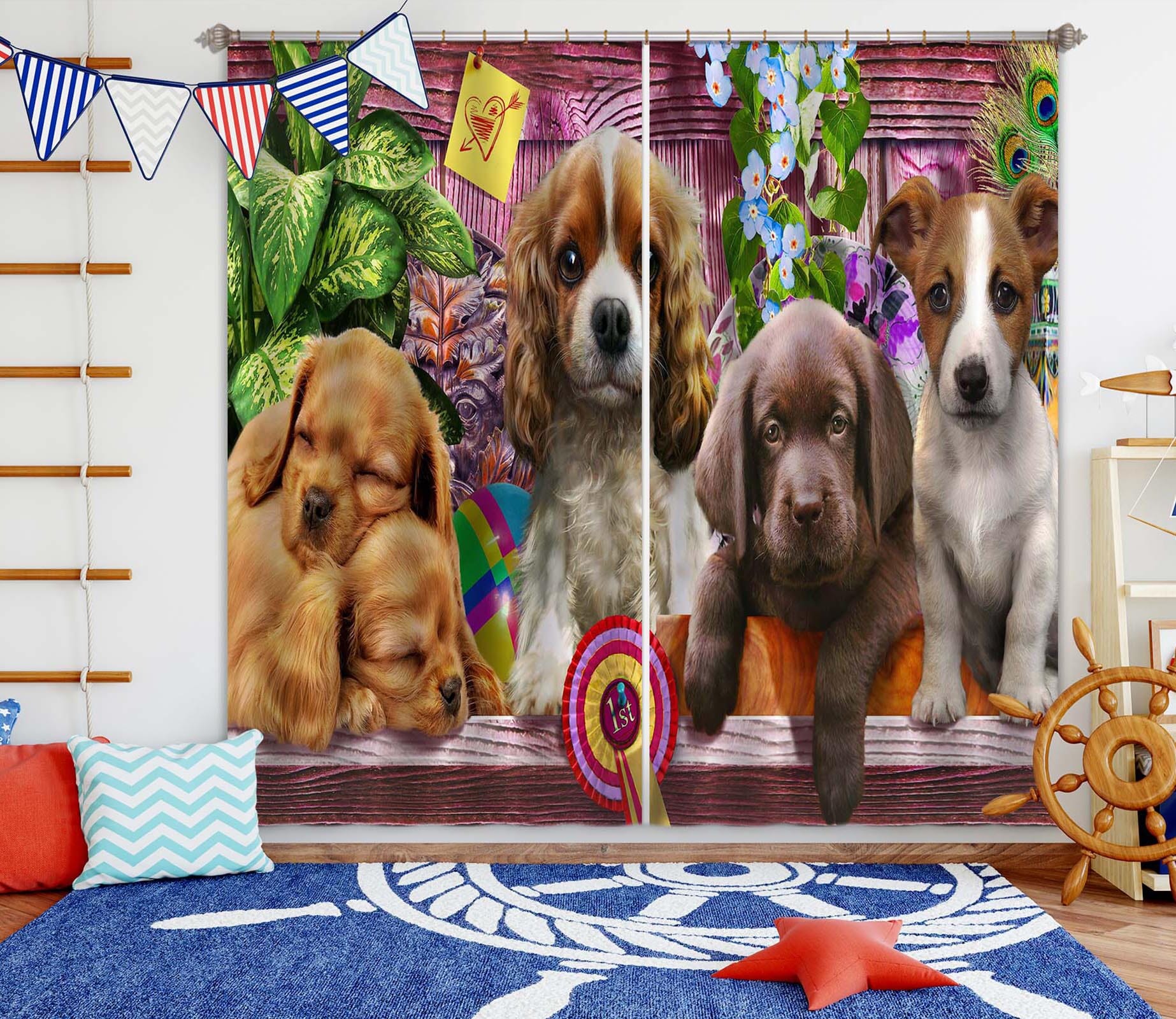 3D Cute Dog 046 Adrian Chesterman Curtain Curtains Drapes Curtains AJ Creativity Home 