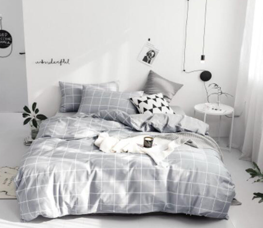 3D Light Gray Square 15144 Bed Pillowcases Quilt
