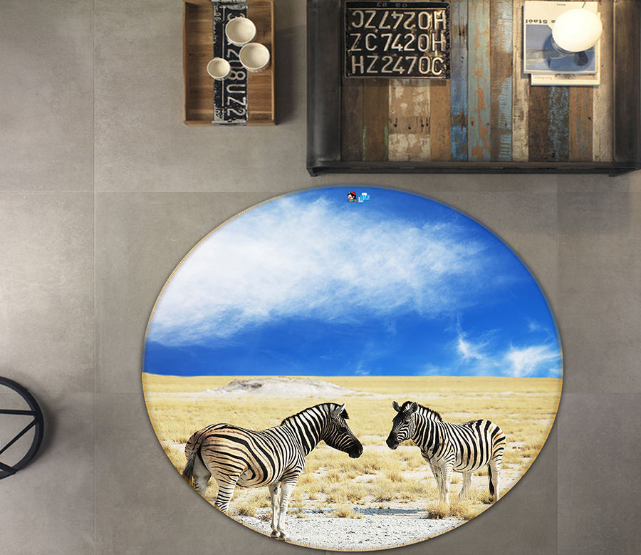 3D Zebra 66206 Round Non Slip Rug Mat
