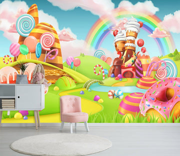 3D Rainbow Candy House 657 Wallpaper AJ Wallpaper 2 