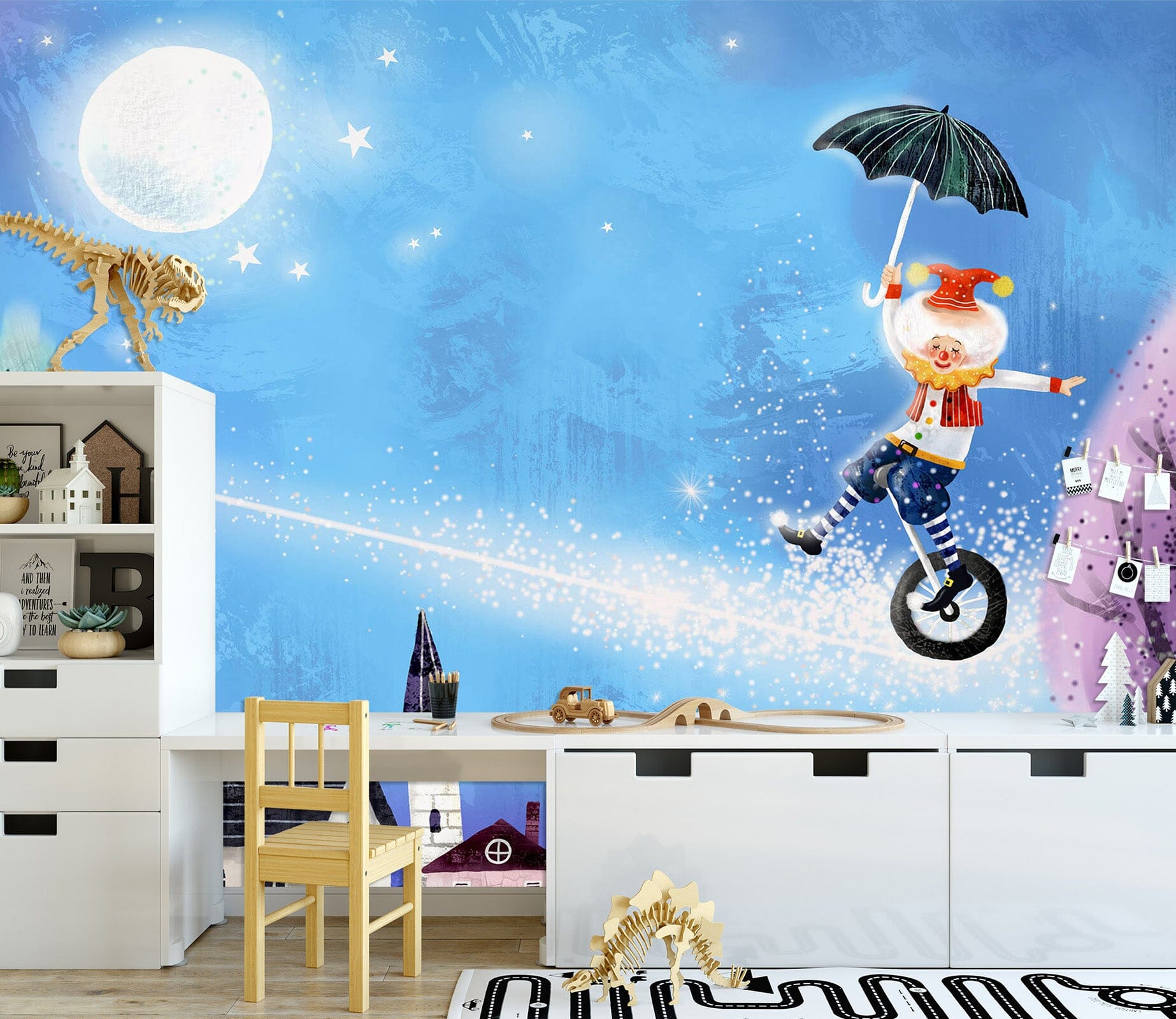 3D Moonlight Unicycle 1725 Wall Murals Wallpaper AJ Wallpaper 2 