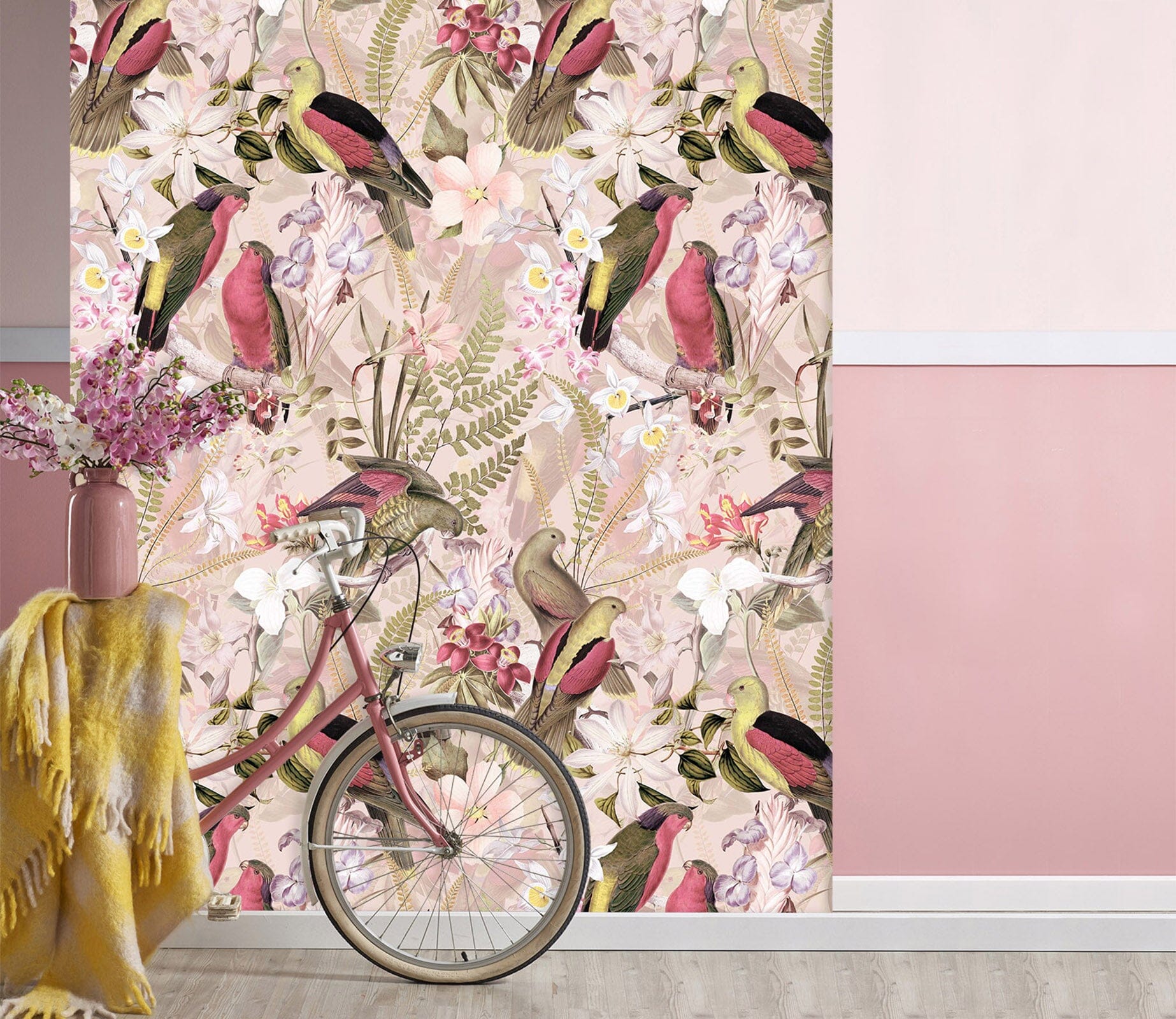 3D Bird Flowers 1399 Uta Naumann Wall Mural Wall Murals Wallpaper AJ Wallpaper 2 