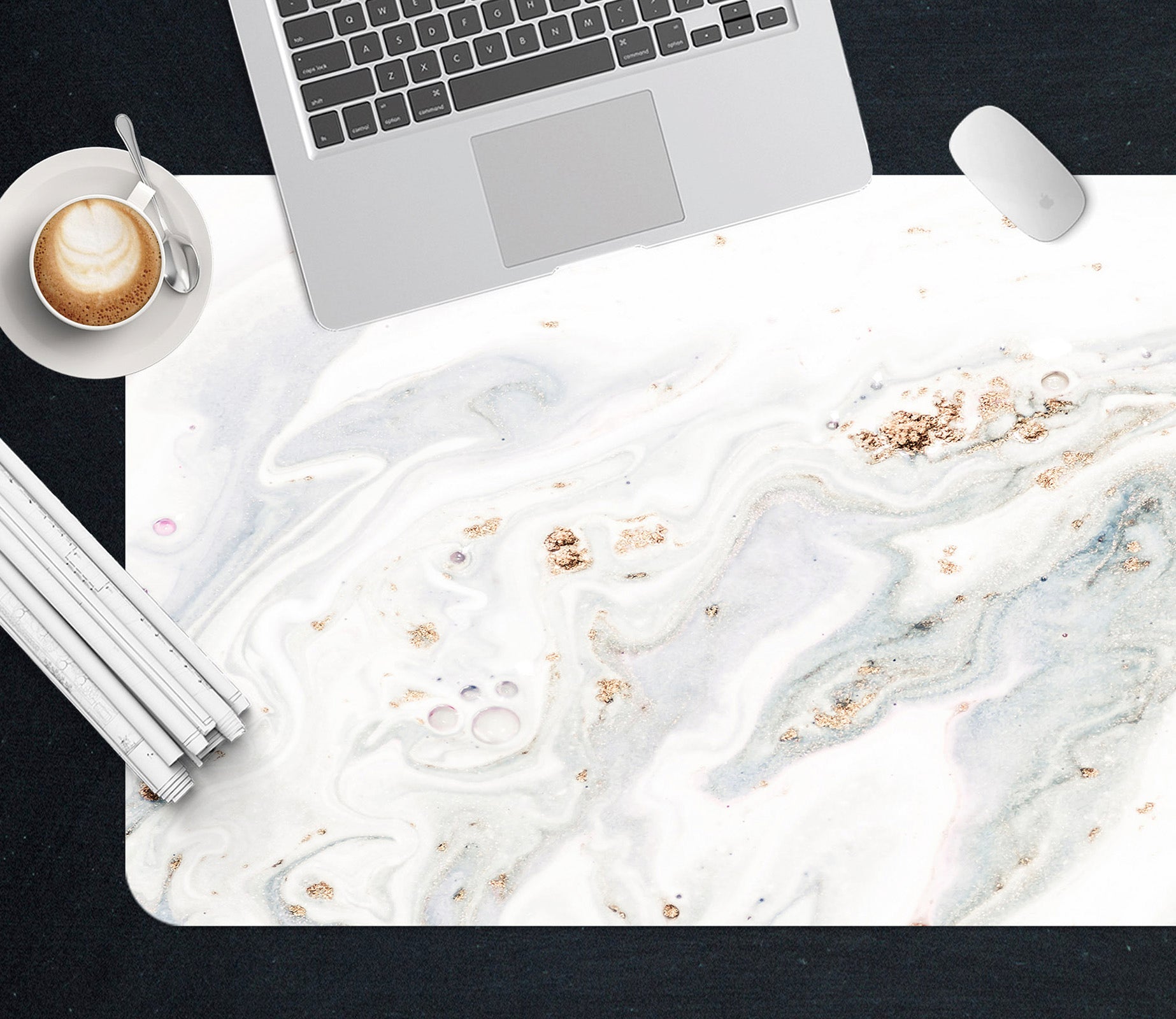 3D Light Gray White Pattern 18048 Desk Mat