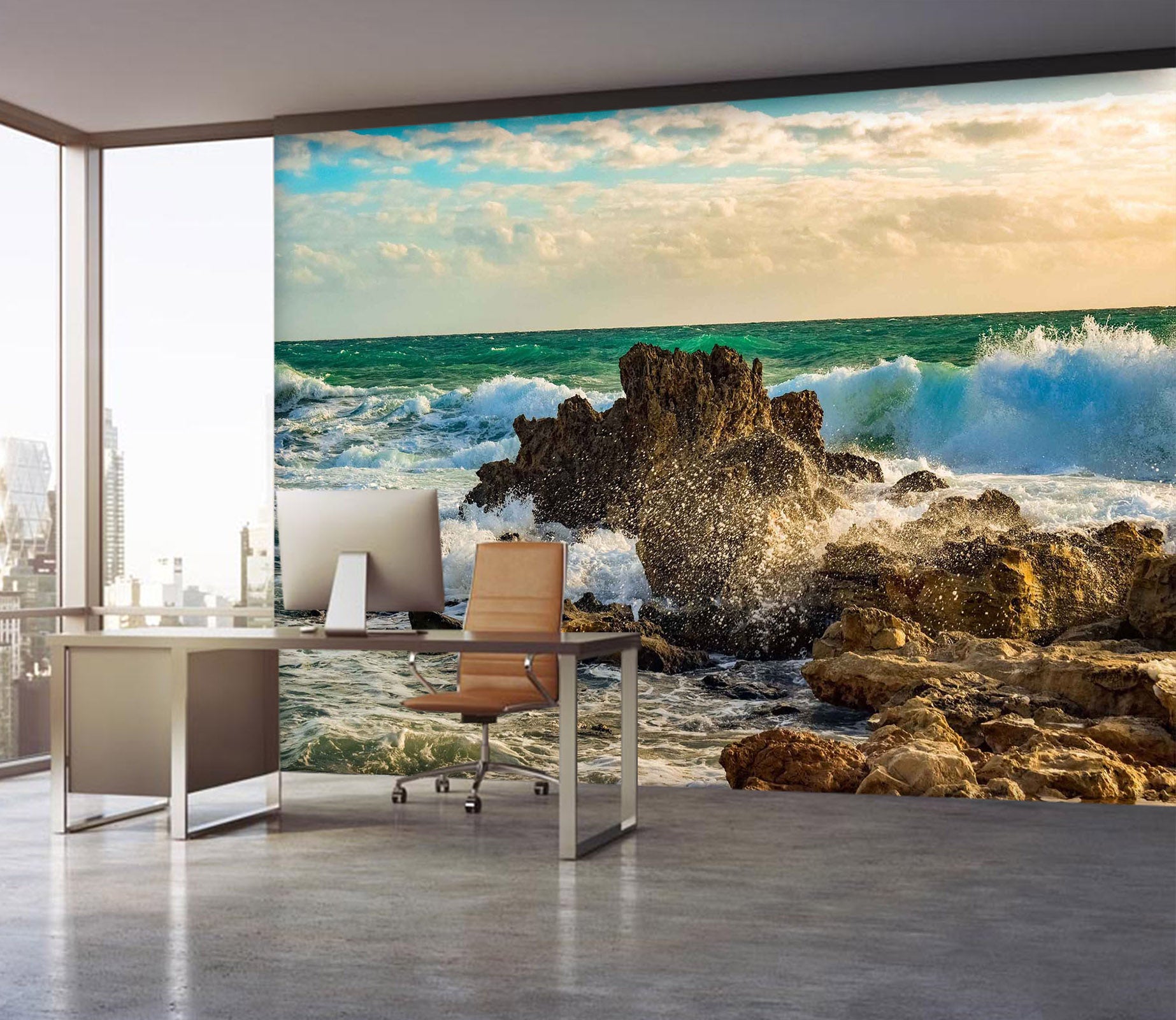 3D Stone Waves 019 Wall Murals