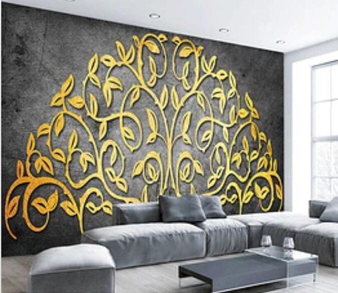 3D Golden Leaves 1974 Wall Murals Wallpaper AJ Wallpaper 2 