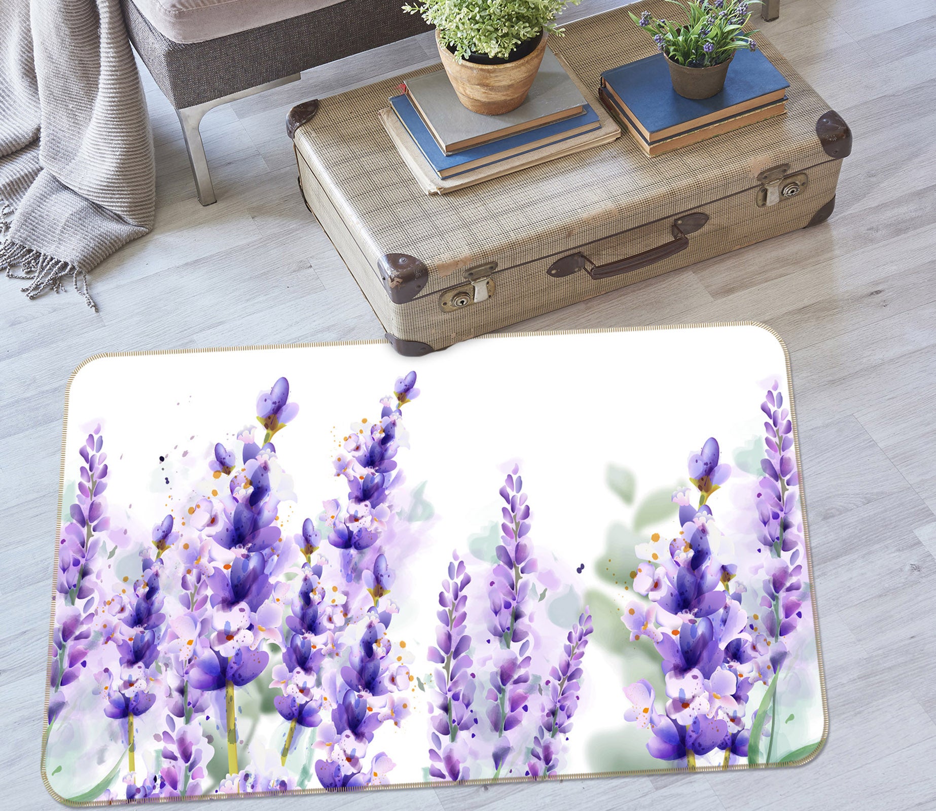 3D Purple Flower 30189 Non Slip Rug Mat