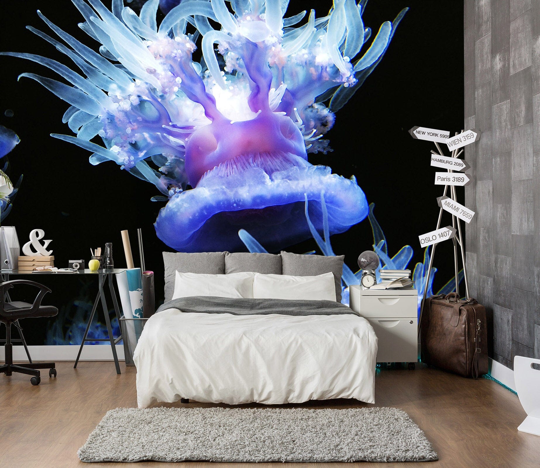 3D Purple Jellyfish 191 Wall Murals Wallpaper AJ Wallpaper 2 