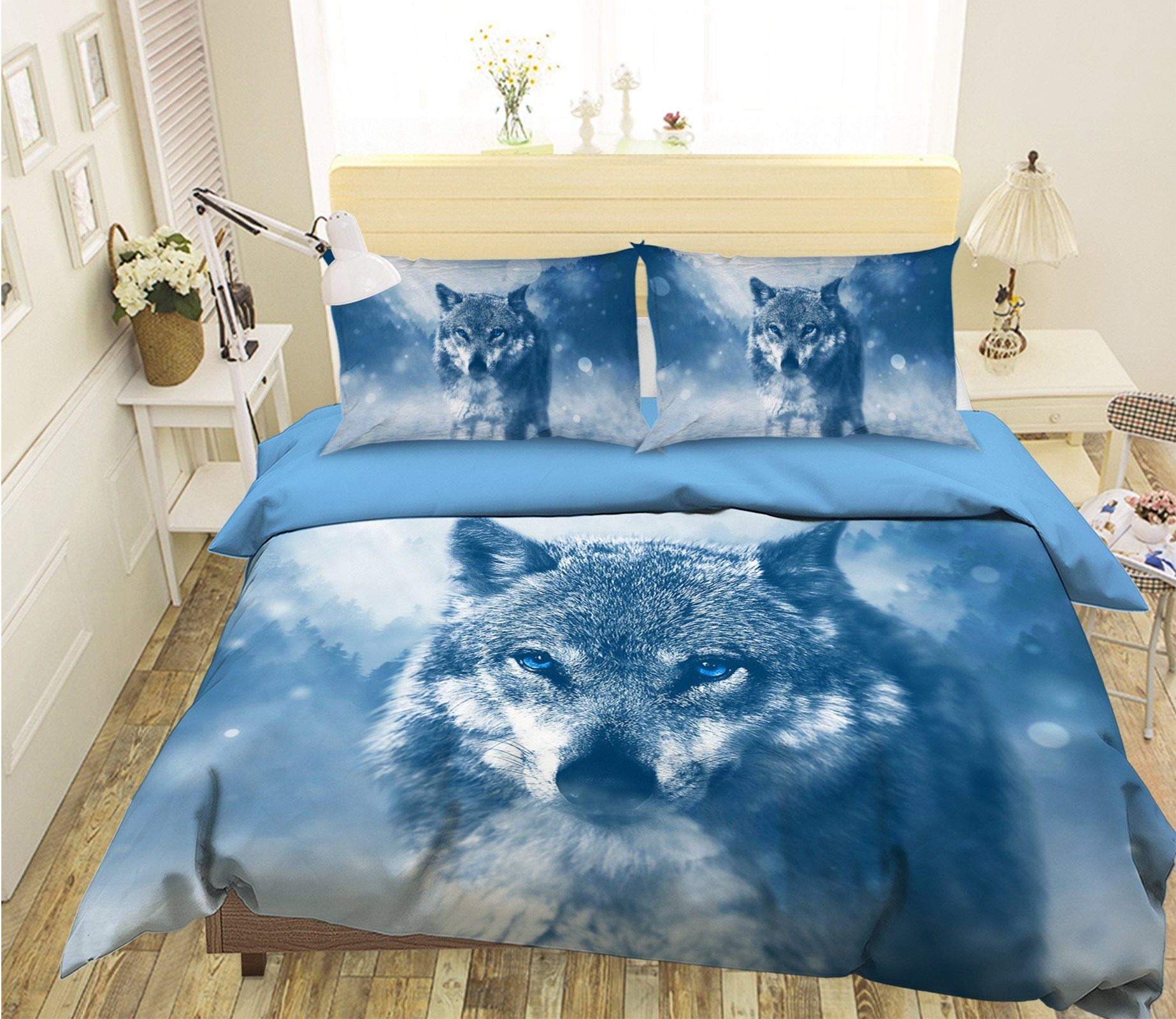 3D Snow Wolf 2011 Bed Pillowcases Quilt Quiet Covers AJ Creativity Home 