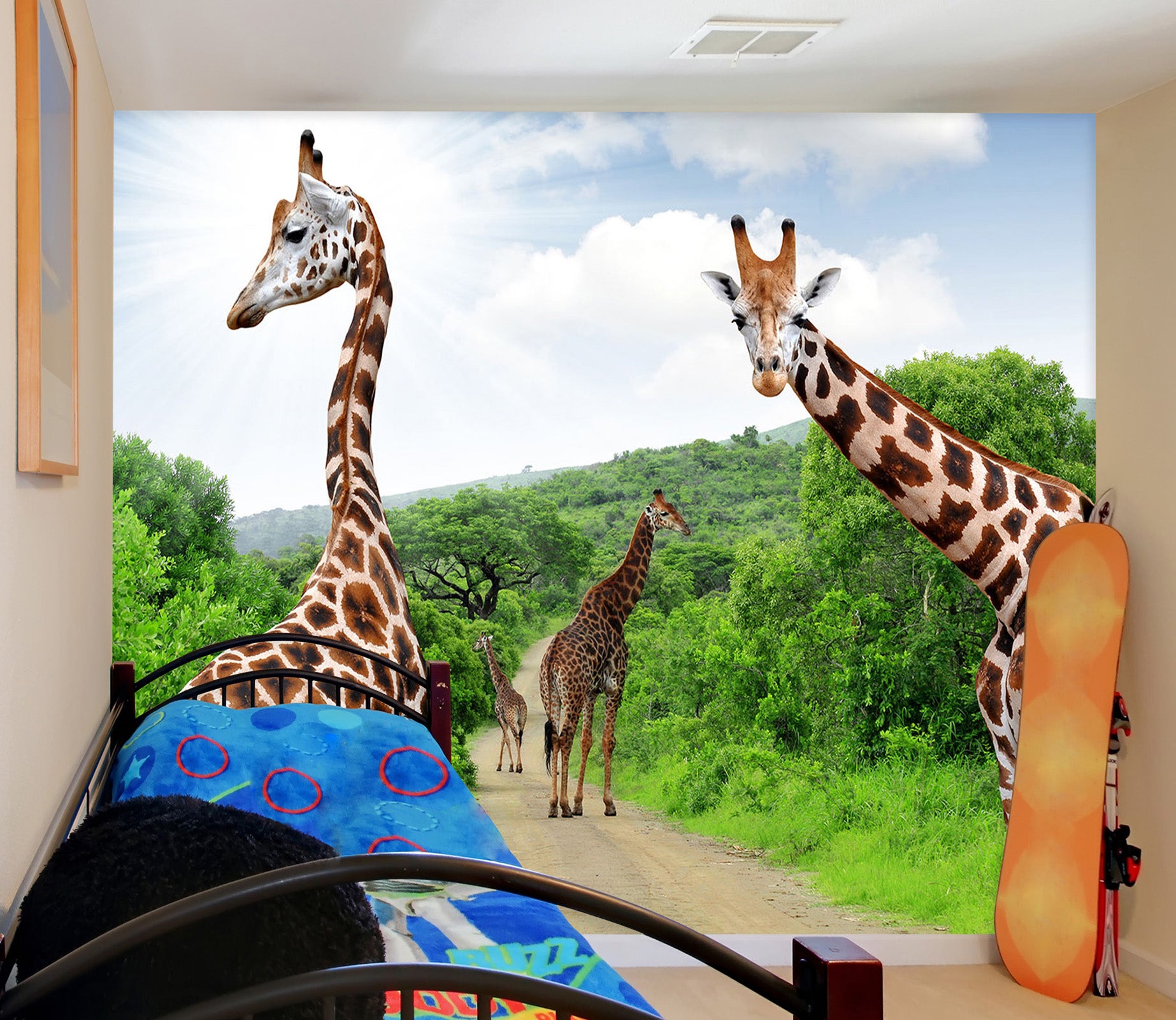3D Giraffe Forest 279 Wall Murals