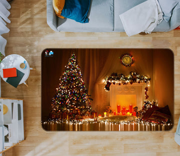 3D Tree String Lights 54221 Christmas Non Slip Rug Mat Xmas