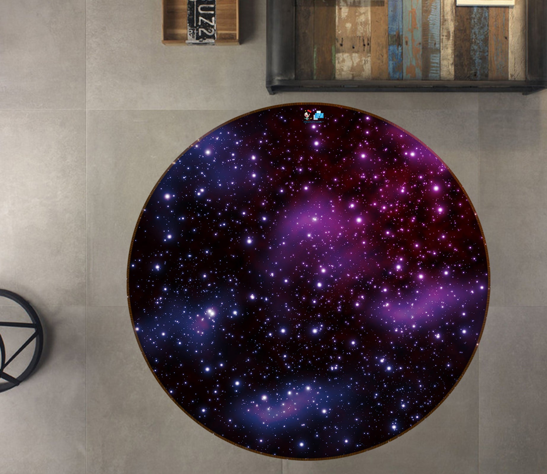 3D Purple Starlight 74104 Round Non Slip Rug Mat