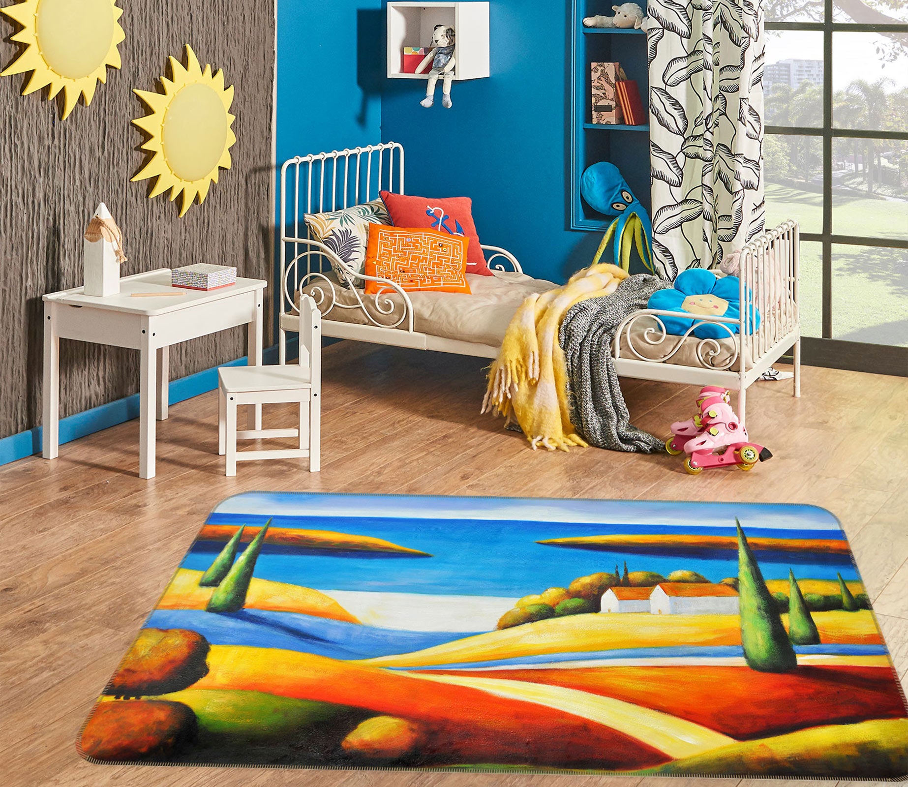3D Colored Hillside 75286 Non Slip Rug Mat