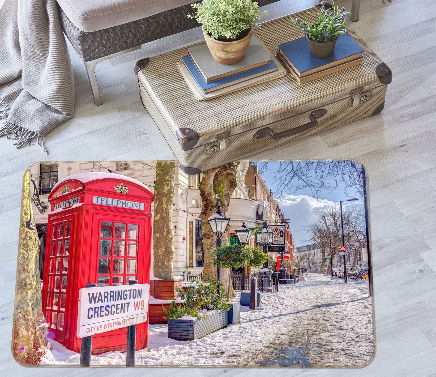 3D Red Telephone Booth 1018 Assaf Frank Rug Non Slip Rug Mat Mat AJ Creativity Home 