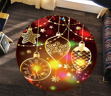 3D String Lights 54144 Christmas Round Non Slip Rug Mat Xmas