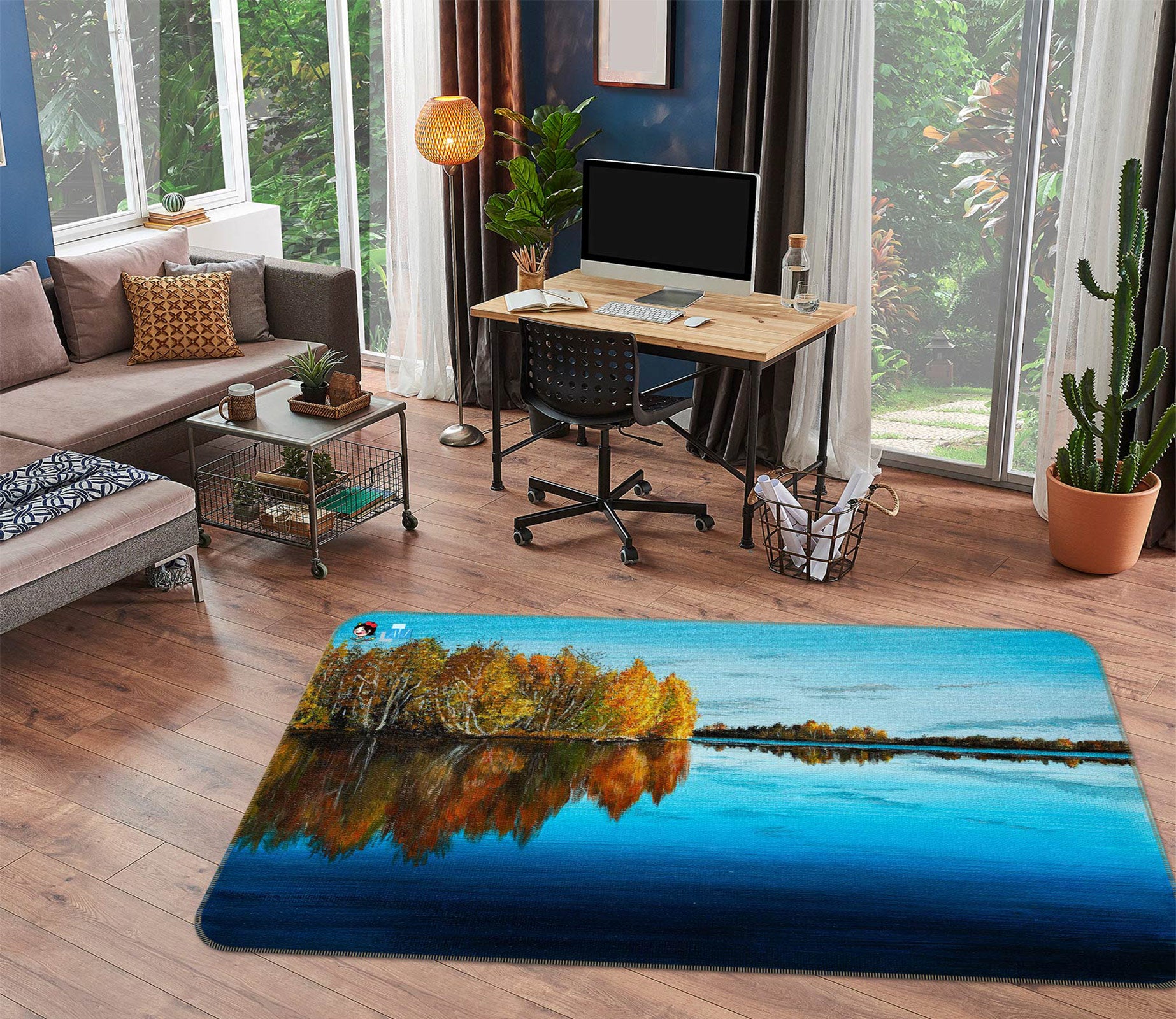3D Lake Woods 1880 Marina Zotova Rug Non Slip Rug Mat