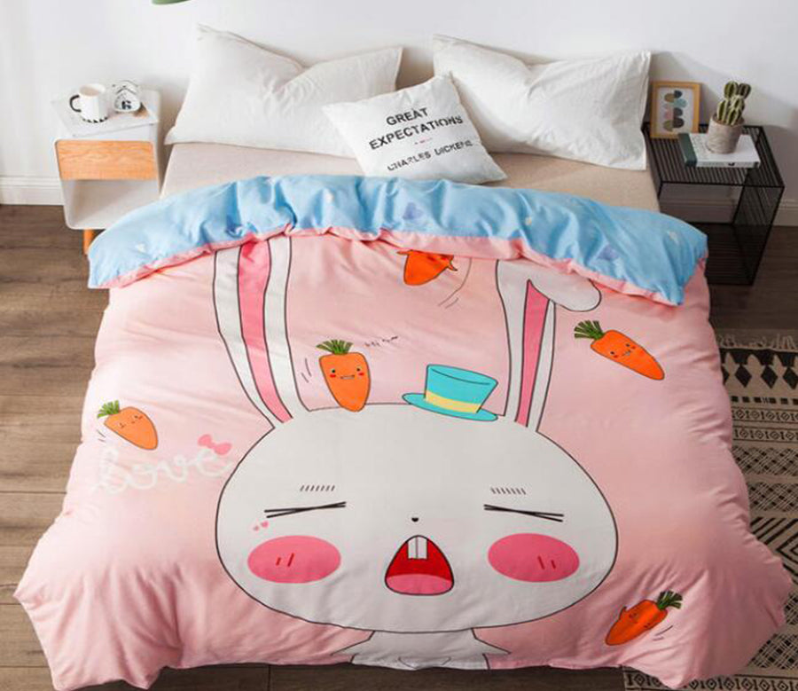 3D Cartoon Bunny Carrot 3019 Bed Pillowcases Quilt