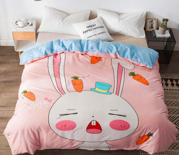 3D Cartoon Bunny Carrot 3019 Bed Pillowcases Quilt