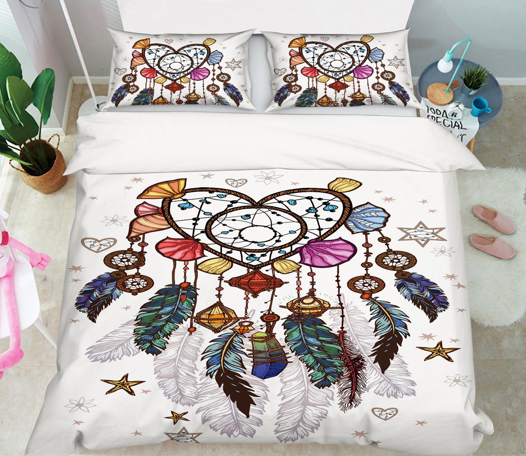 3D Heart Dream Catcher 15031 Bed Pillowcases Quilt