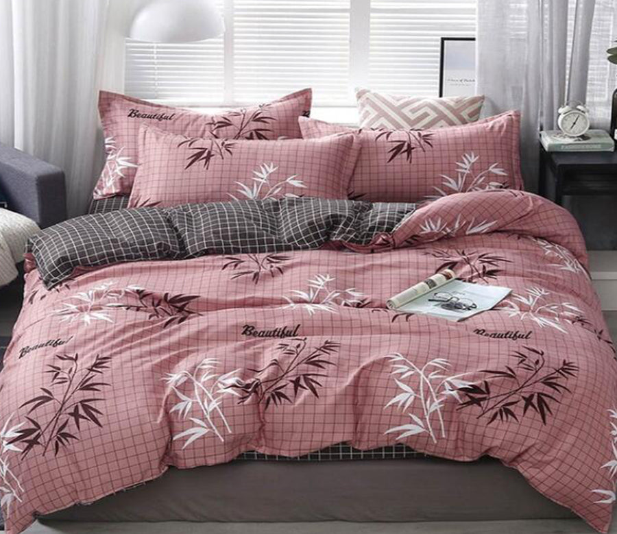 3D Pink Bottom Bamboo 7137 Bed Pillowcases Quilt