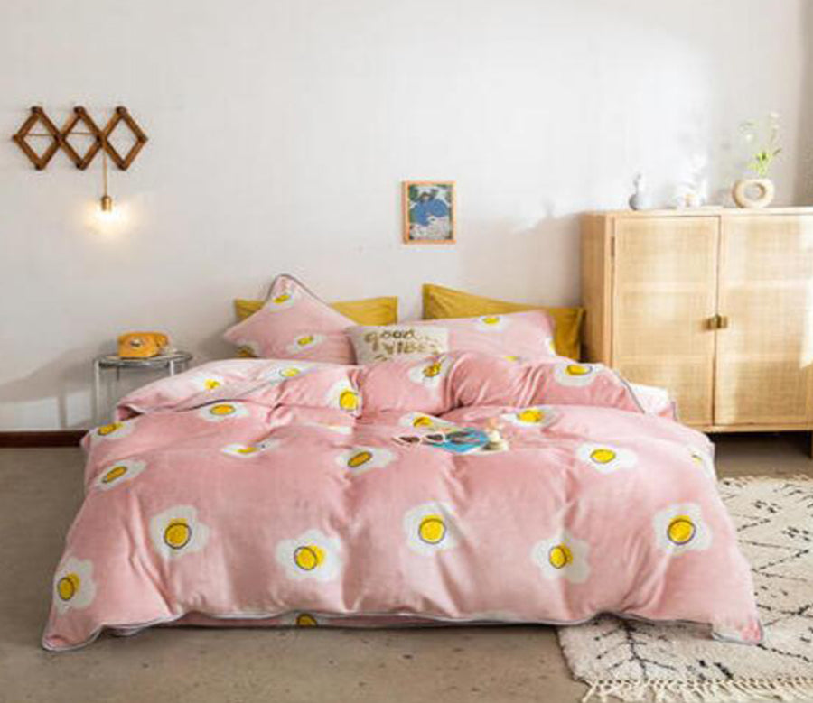 3D Pink Poached Egg 30089 Bed Pillowcases Quilt