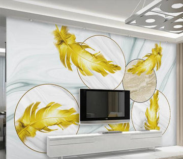 3D Golden Feather WC2779 Wall Murals