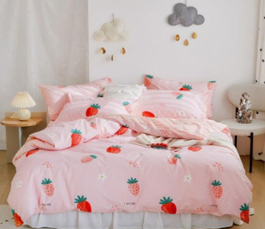 3D Strawberry Powder 20018 Bed Pillowcases Quilt