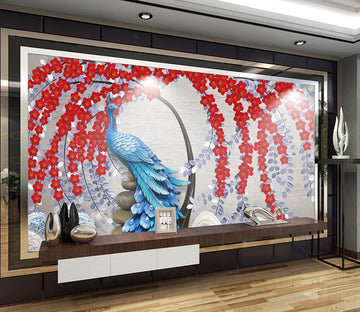 3D Peacock Safflower 870 Wall Murals Wallpaper AJ Wallpaper 2 