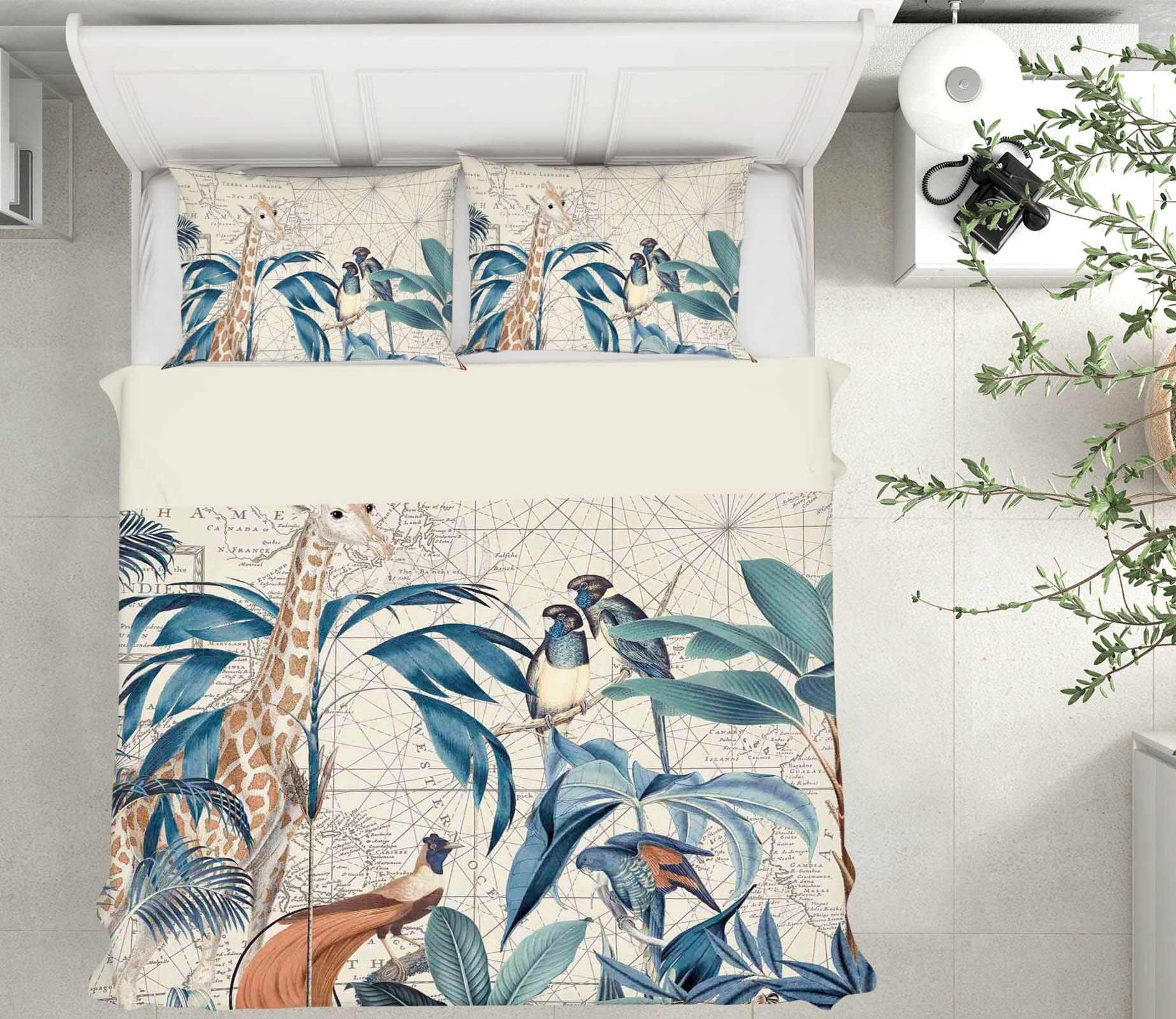 3D Palm Tree Map 2146 Andrea haase Bedding Bed Pillowcases Quilt Quiet Covers AJ Creativity Home 