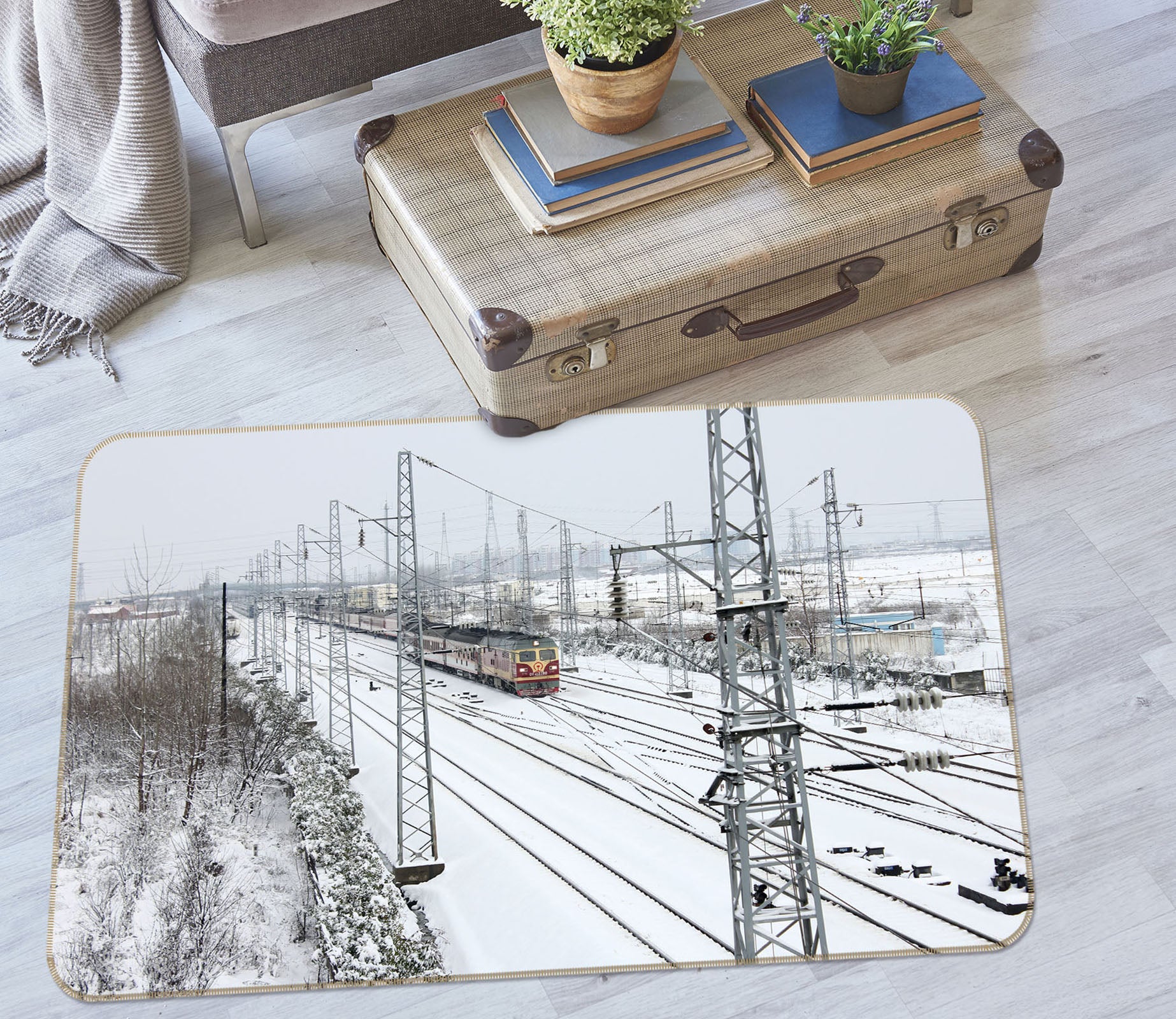 3D Snow Rail Train 42015 Vehicle Non Slip Rug Mat