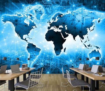 3D Blue World 2061 World Map Wall Murals Wallpaper AJ Wallpaper 2 