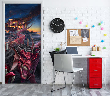 3D Red Dragon 628 Tom Wood Door Mural