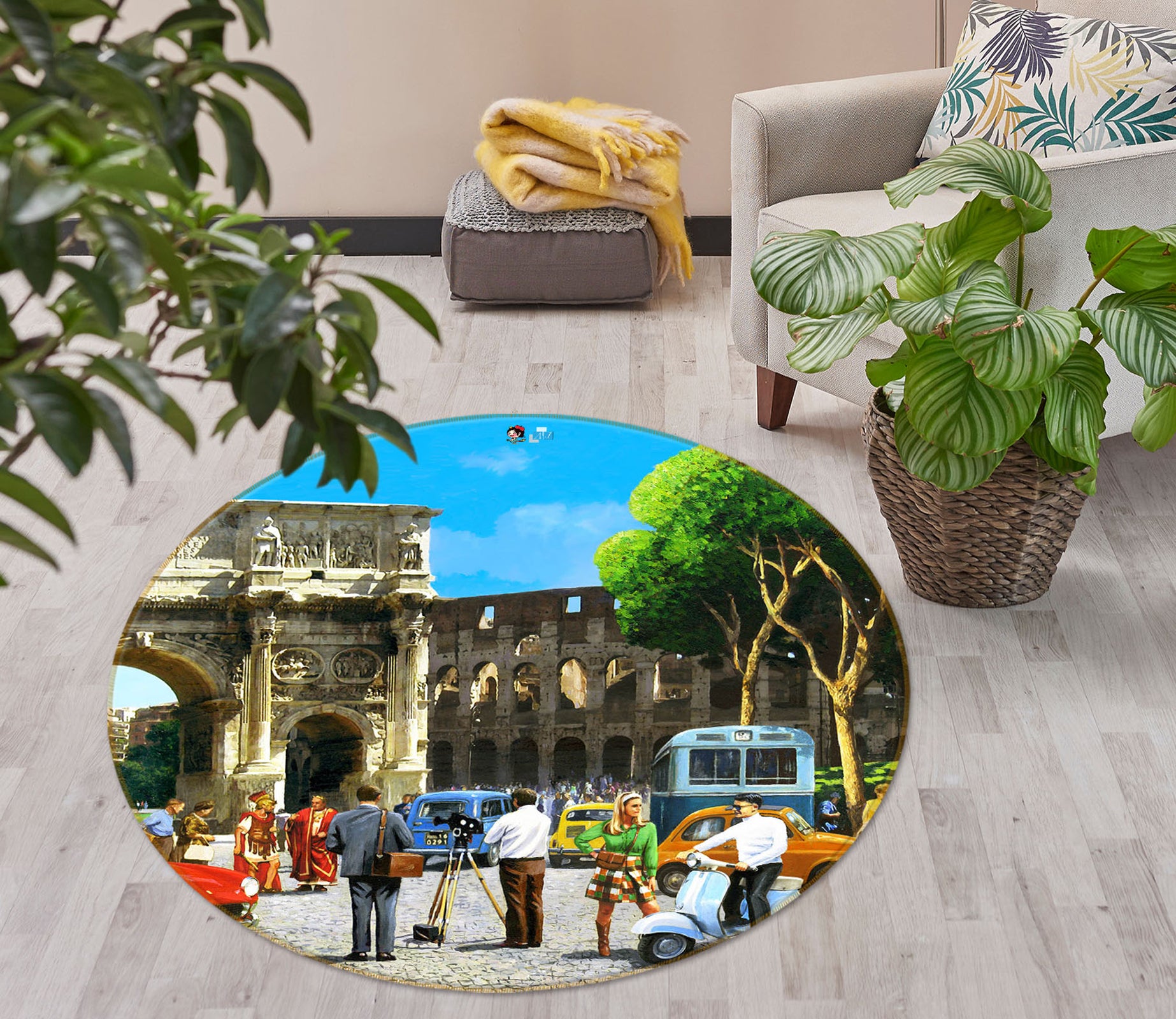 3D Attraction Gate 065 Kevin Walsh Rug Round Non Slip Rug Mat