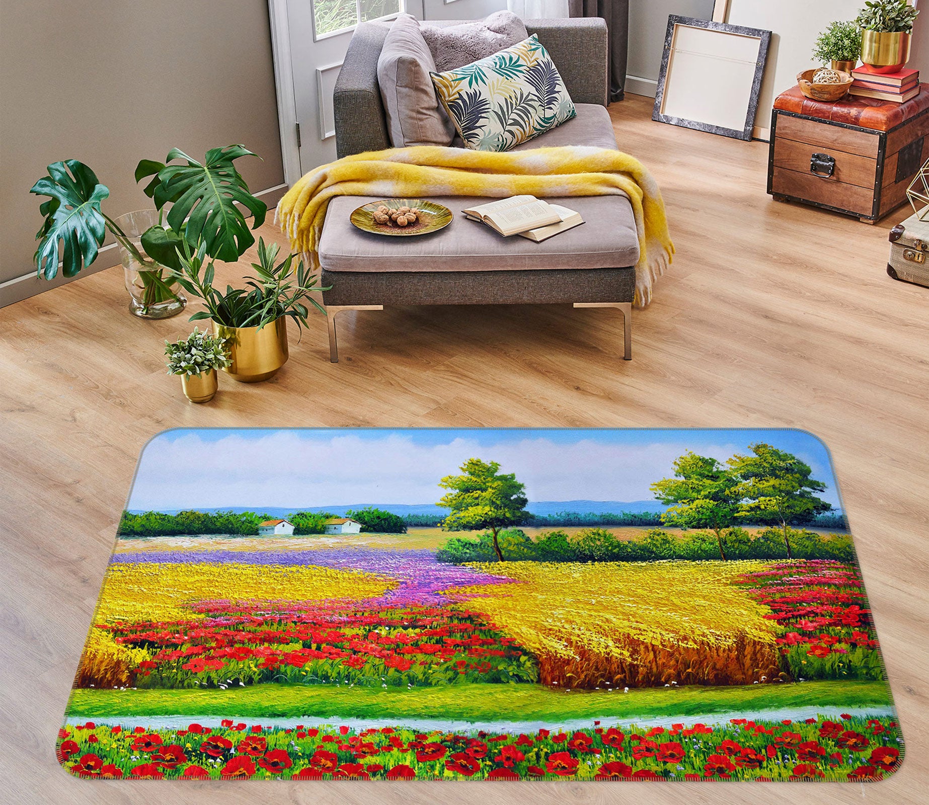 3D Flower Field 76016 Non Slip Rug Mat
