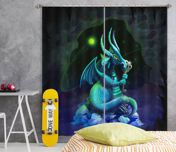 3D Night Dragon 103 Rose Catherine Khan Curtain Curtains Drapes Curtains AJ Creativity Home 