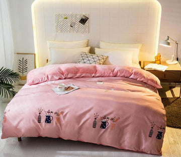 3D Pink 3053 Bed Pillowcases Quilt