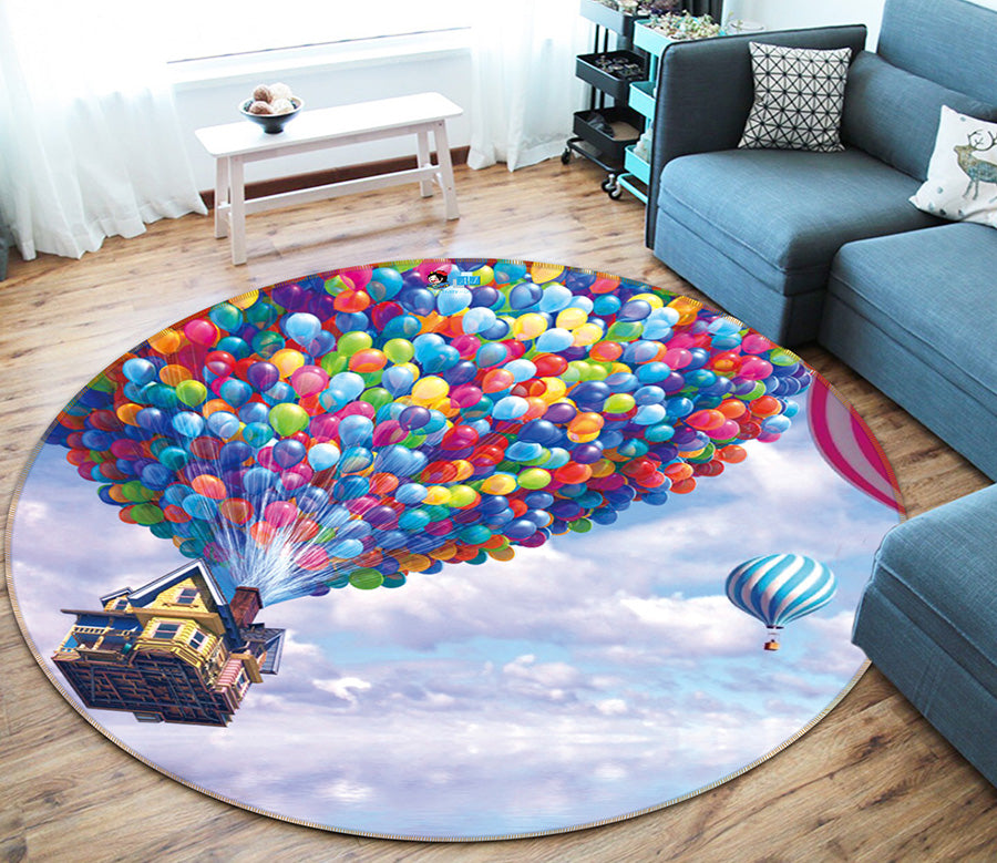 3D Balloon Cabin 66161 Round Non Slip Rug Mat